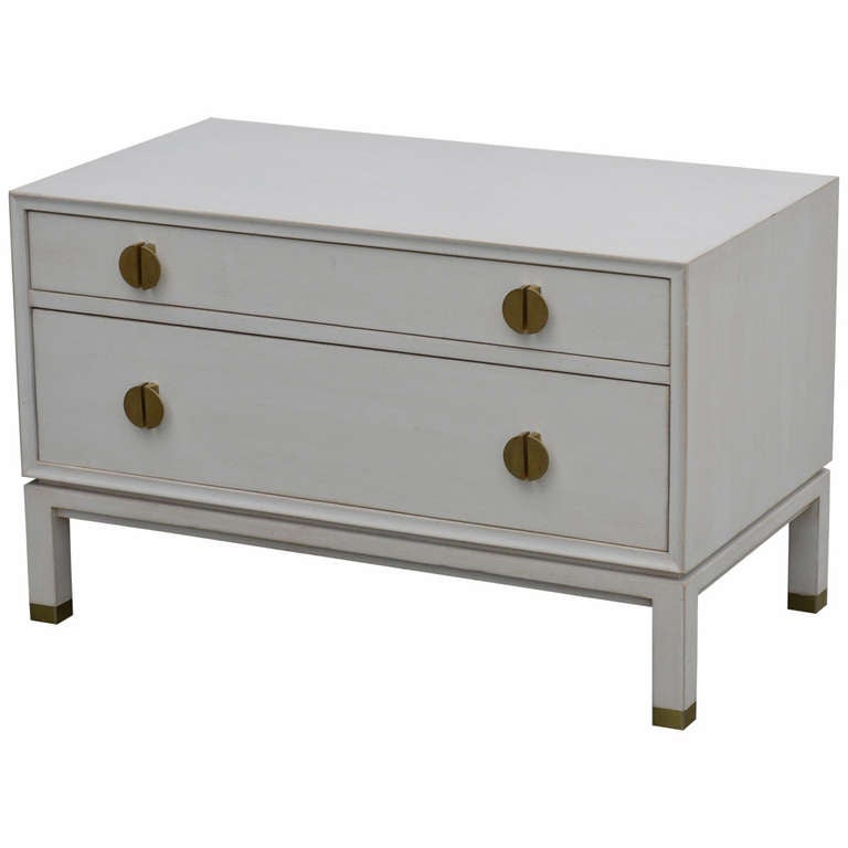 Faux Ivory Low Chest by Dunbar For Sale at 1stdibs