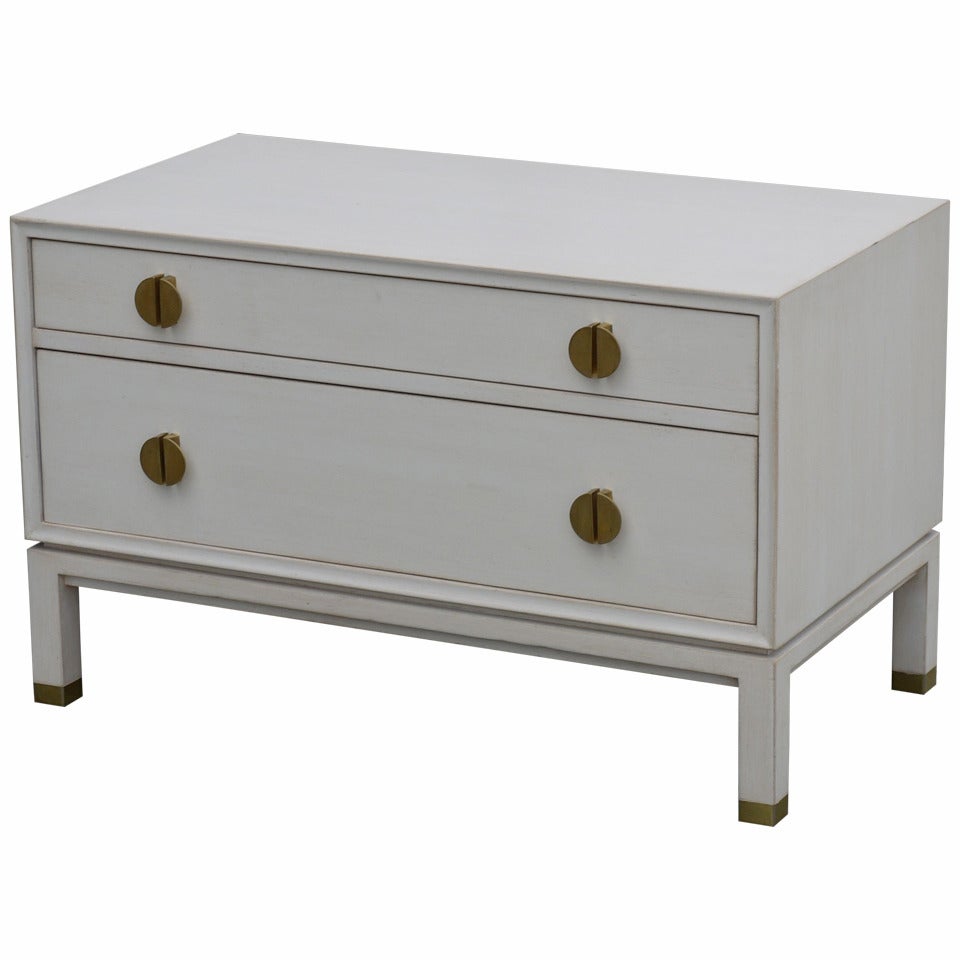 Faux Ivory Low Chest by Dunbar For Sale