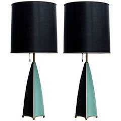 Pair of Gerald Thurston Fin Lamps for Lightolier 11