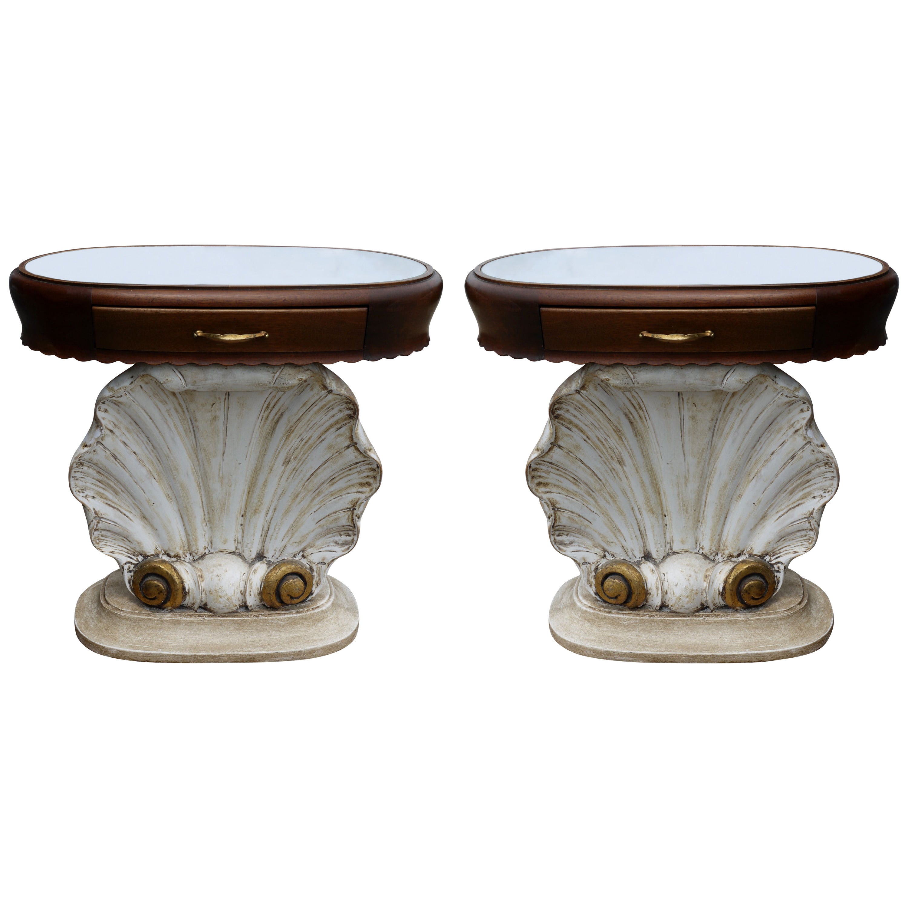 Pair of Italian Scallop Shell End Tables