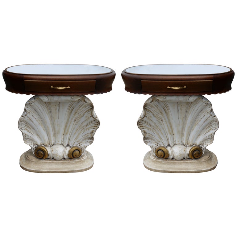 Pair of Italian Scallop Shell End Tables