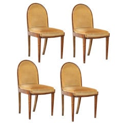 Set of Four Classic French Deco Amboyna Burl Chairs