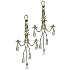 French 1940s Silver Gilt Rope and Tassel Sconce