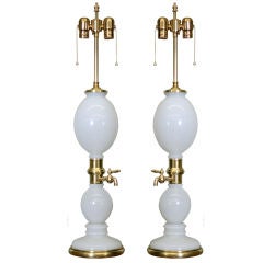 French Opaline Seltzer Bottle Lamps