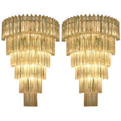 Huge Pair of Venini Triedi Sconces 2