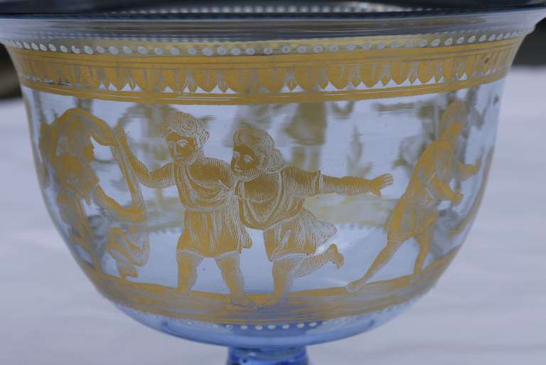 Italian Footed Glass Bowls by Salviati and Co. and Decorated by Francesco Toso Borella