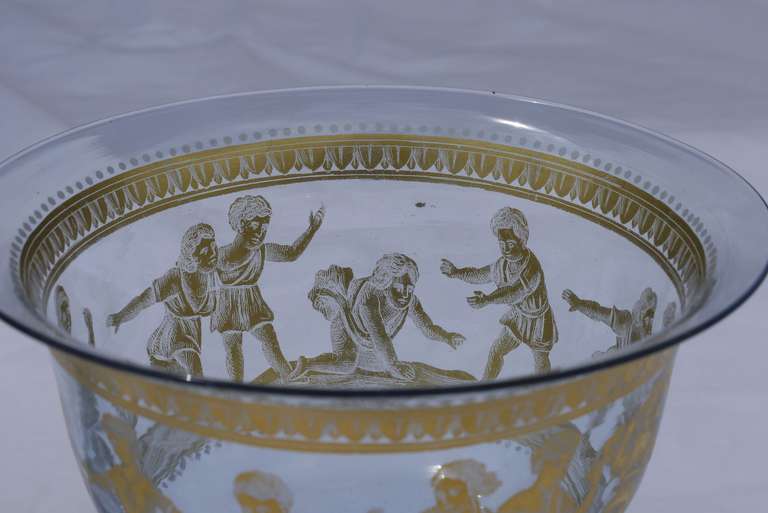 19th Century Footed Glass Bowls by Salviati and Co. and Decorated by Francesco Toso Borella