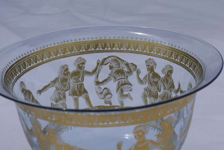 Footed Glass Bowls by Salviati and Co. and Decorated by Francesco Toso Borella 1