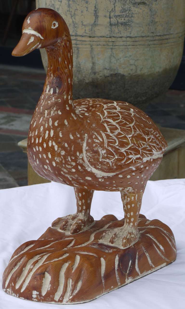 Carved Wood Duck by Sarreid In Excellent Condition In Kilmarnock, VA