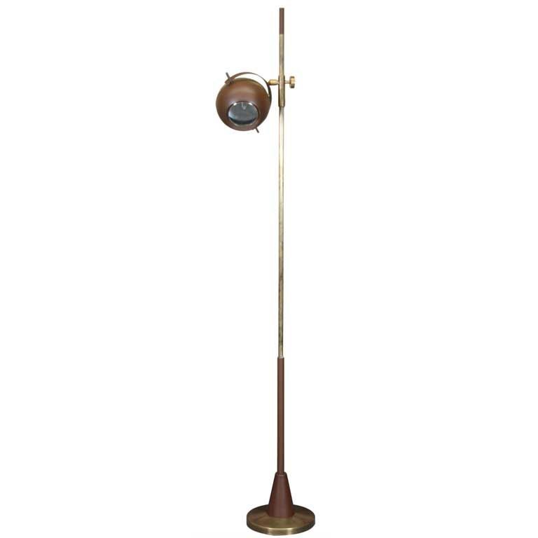 Patinated Brass Adjustable 'Eyeball' Lamp by Oscar Torlasco For Sale