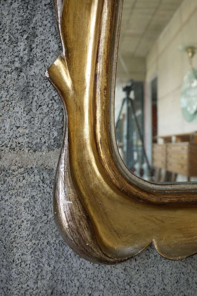 Hollywood Regency Large Vintage Italian Scalloped Edge Mirror