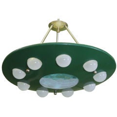 Vintage Italian Saucer Pendant with Facet Cut Center