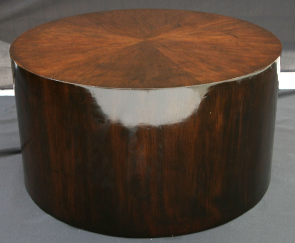 Late 20th Century Ebonized Drum Coffee Table in Polished Lacquer