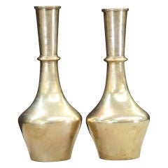 Pair of Sculptural Brass Vases from India