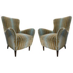 Pair of Italian Sculptural Club Chairs by Guglielmo Ulrich