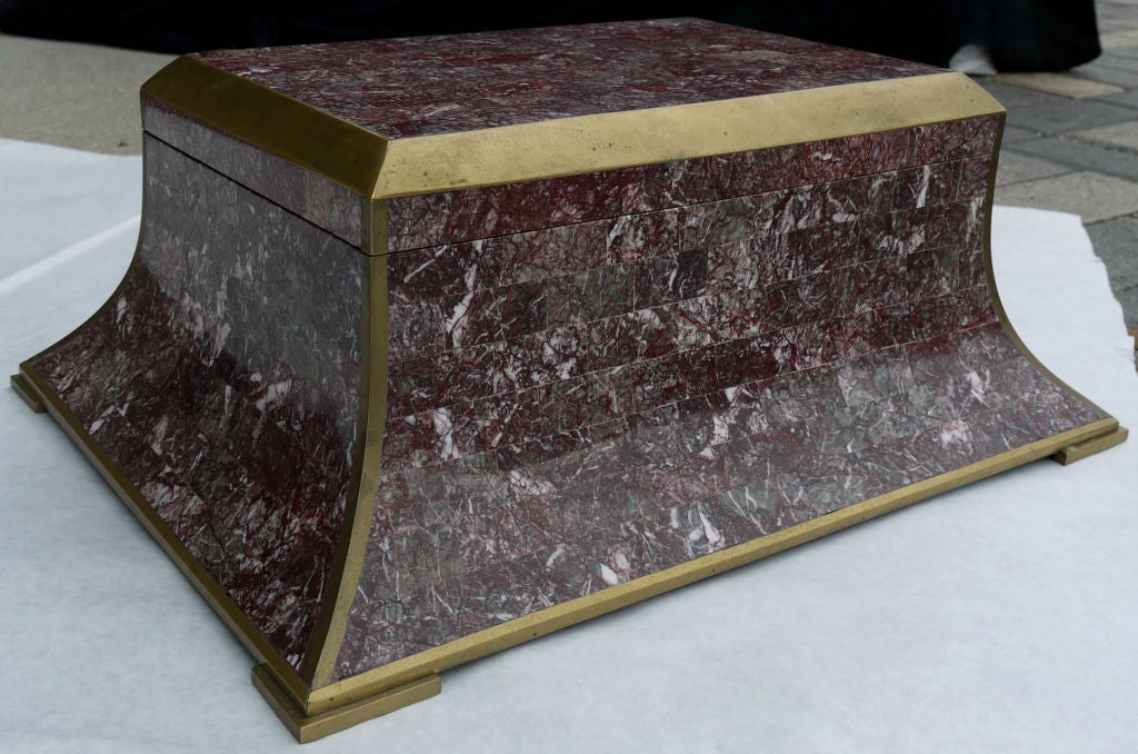 Maitland Smith Tesselated Rouge Marble Box