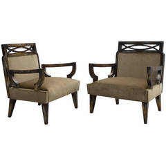 Pair of Camouflage Gilt Chairs by James Mont