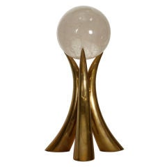 Quartz Crystal Sphere on Vintage Brass Tusk Stand
