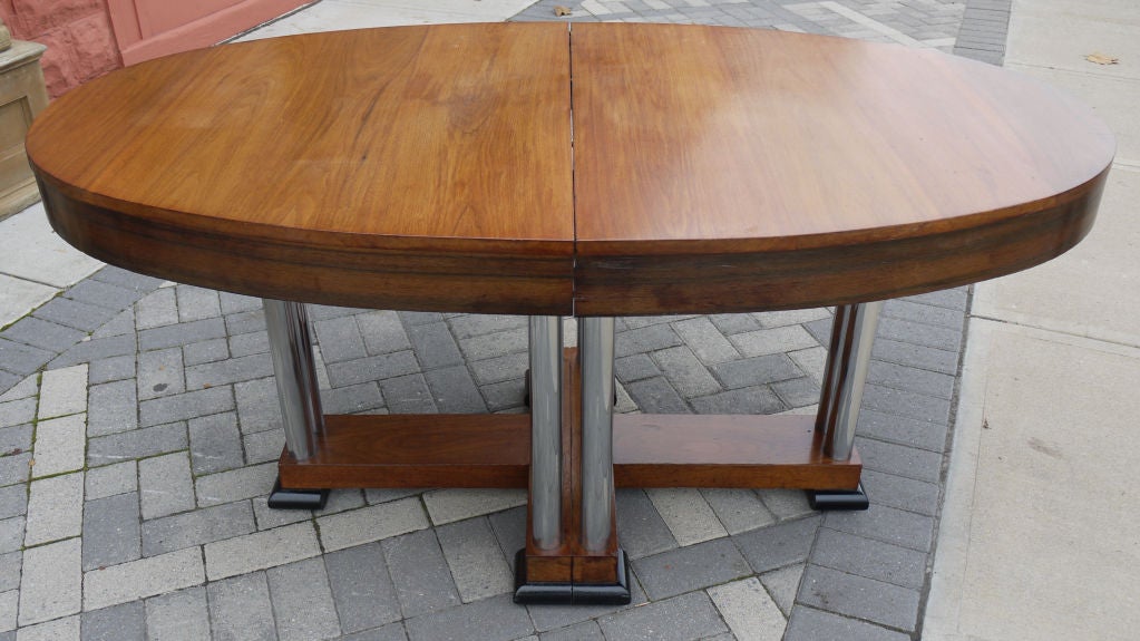 Austrian Deco Chrome and Walnut Extendable Table