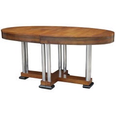 Austrian Deco Chrome and Walnut Extendable Table