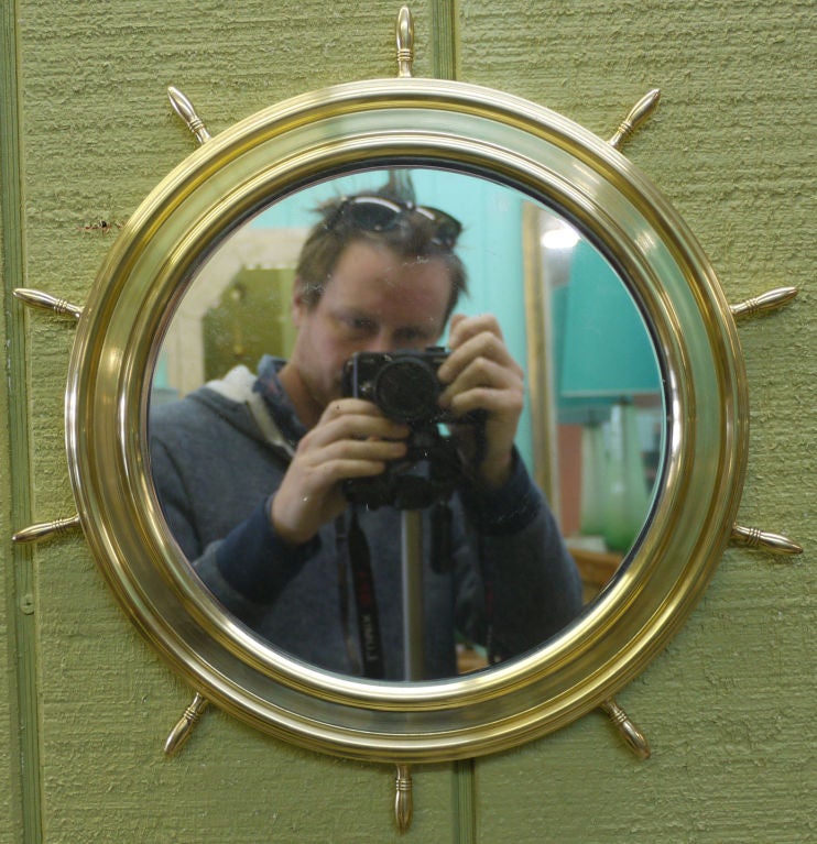 1940s Brass Mirror attributed to Hermes