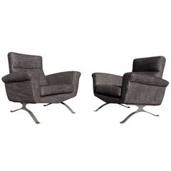 Retro Pair of Modernist Club Chairs by Augusto Bozzi for Saporiti