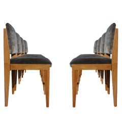 Set of 8 French Modernist Walnut Chairs 2