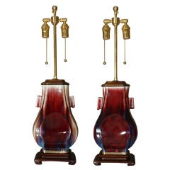 Pair of Flambe Fanghu Lamps