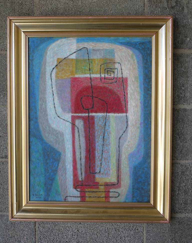Mid-20th Century Abstract Oil Painting by Bernard Segal For Sale