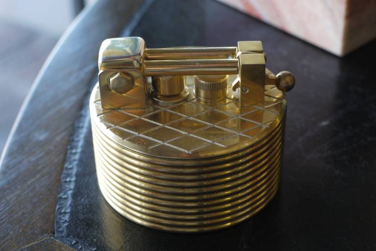 Mid-20th Century Large Gold-Plated Table Lighter by Gubelin for Dunhill