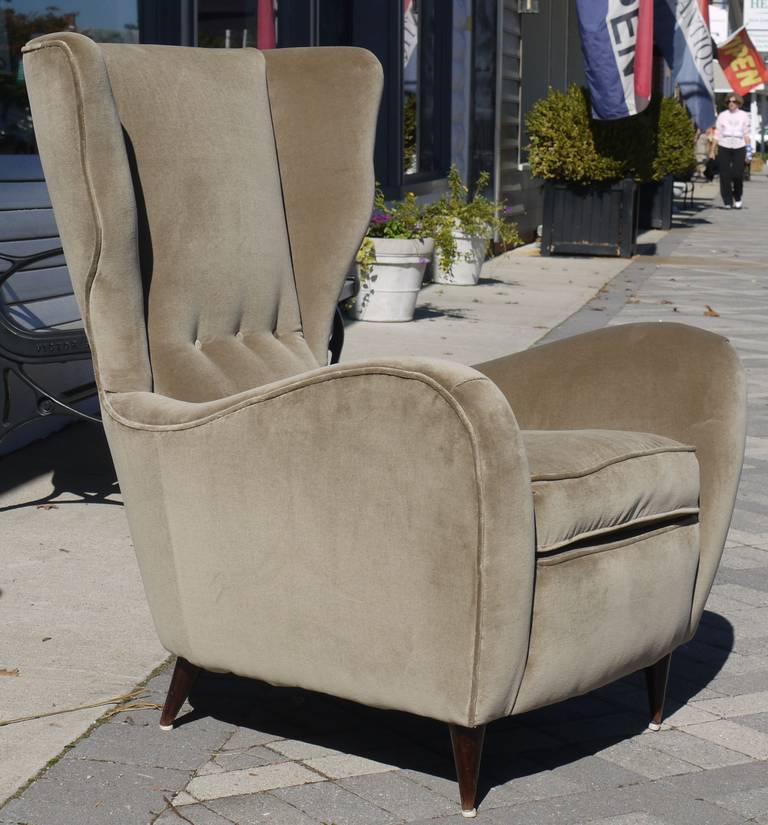 Modern Pair of Paolo Buffa Wingback Chairs