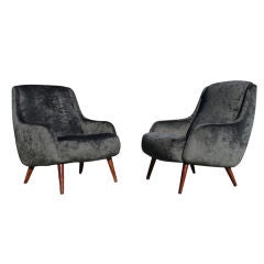 Vintage Pair of Sculptural Italian Club Chairs