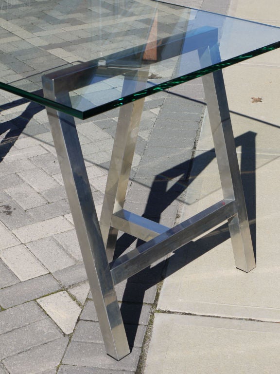 Vintage Polished Aluminum Saw Horse Desk