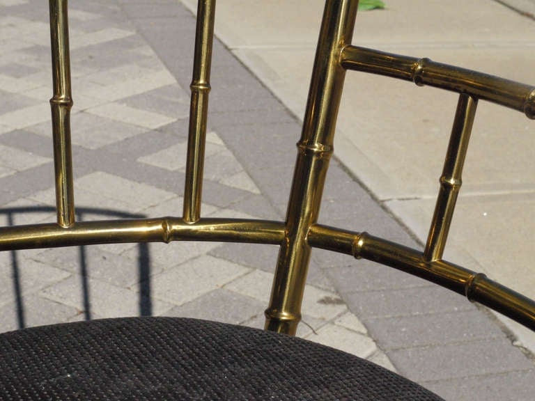 Stylish Italian Brass Faux Bamboo Chair 1