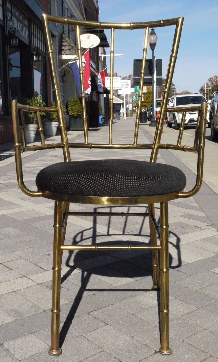 Stylish Italian Brass Faux Bamboo Chair In Good Condition In Kilmarnock, VA