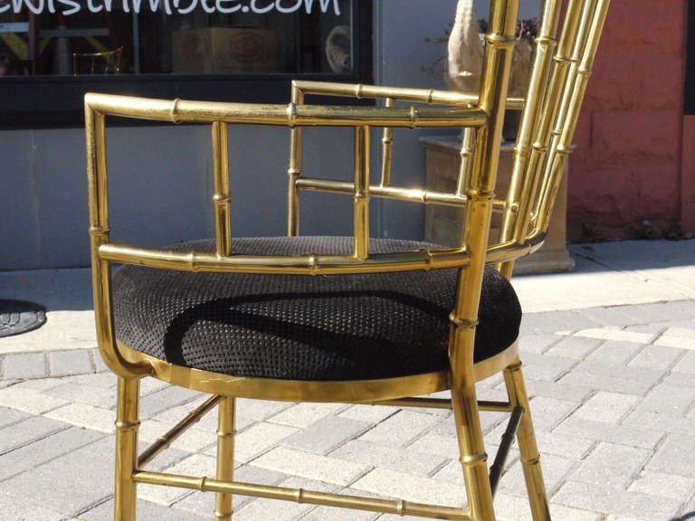 Mid-20th Century Stylish Italian Brass Faux Bamboo Chair