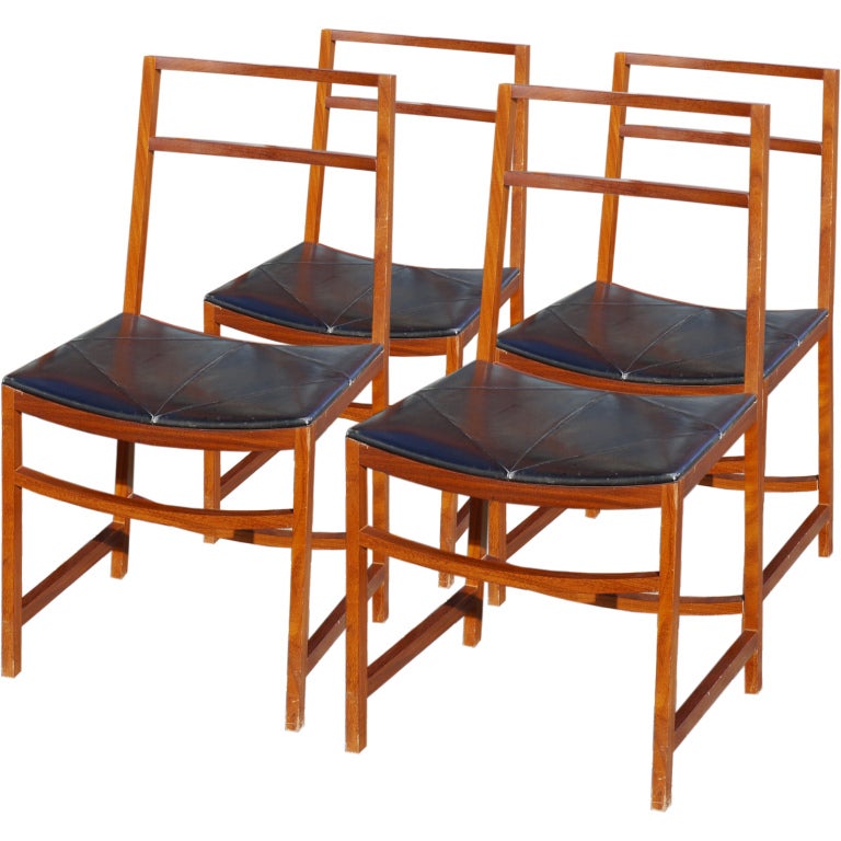 Chaises en bois de rose et cuir de Renato Venturi pour MiM