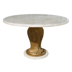 Italian Onyx and Gilt Wood Tassel Form Coffee Table