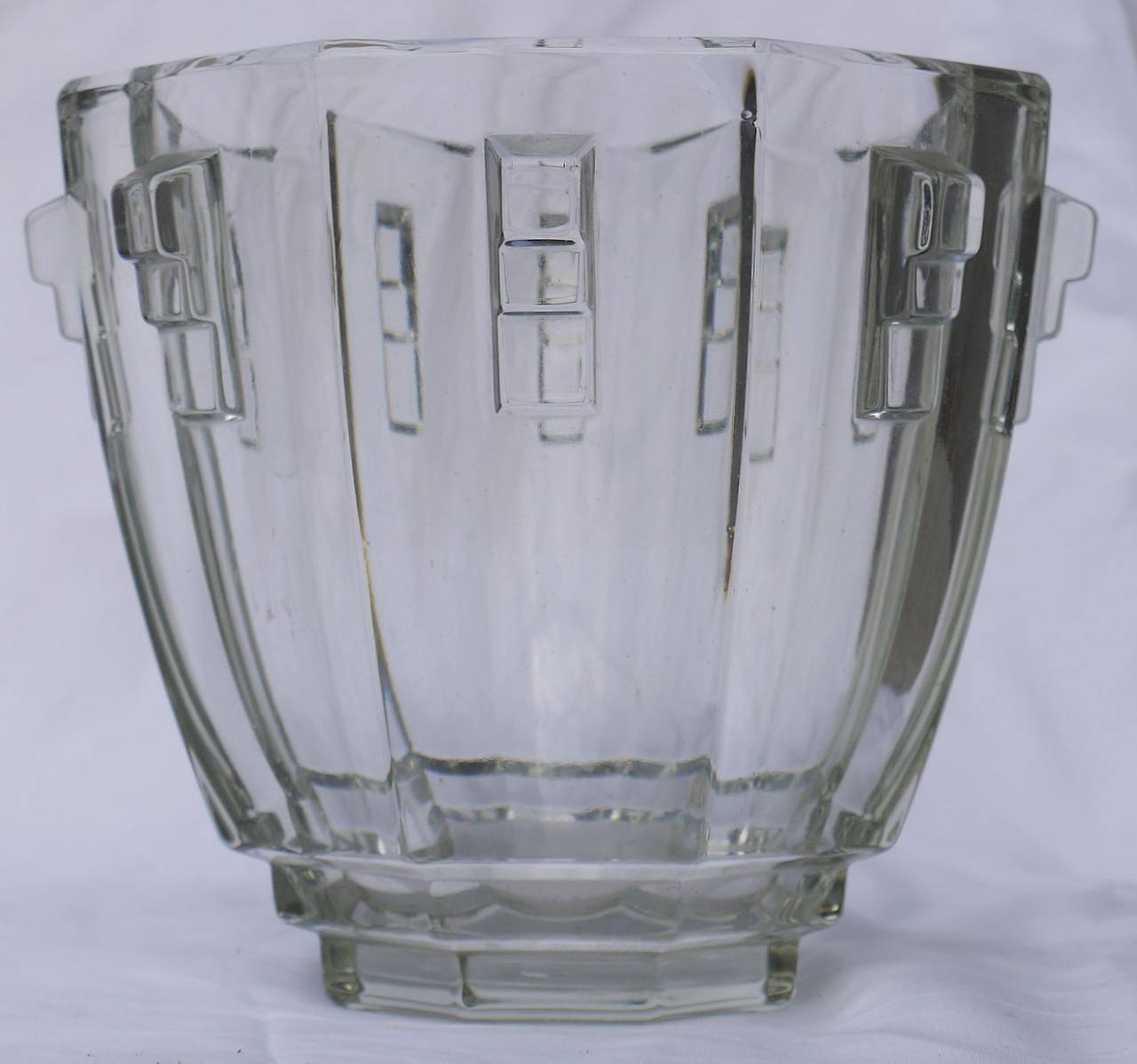 Pair of Art Deco Bohemia Crystal Vases in the Manner of Josef Hoffman 1