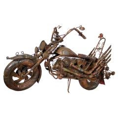 Large Folk Art Copper Motorcycle by Lt. Mitchell Allen