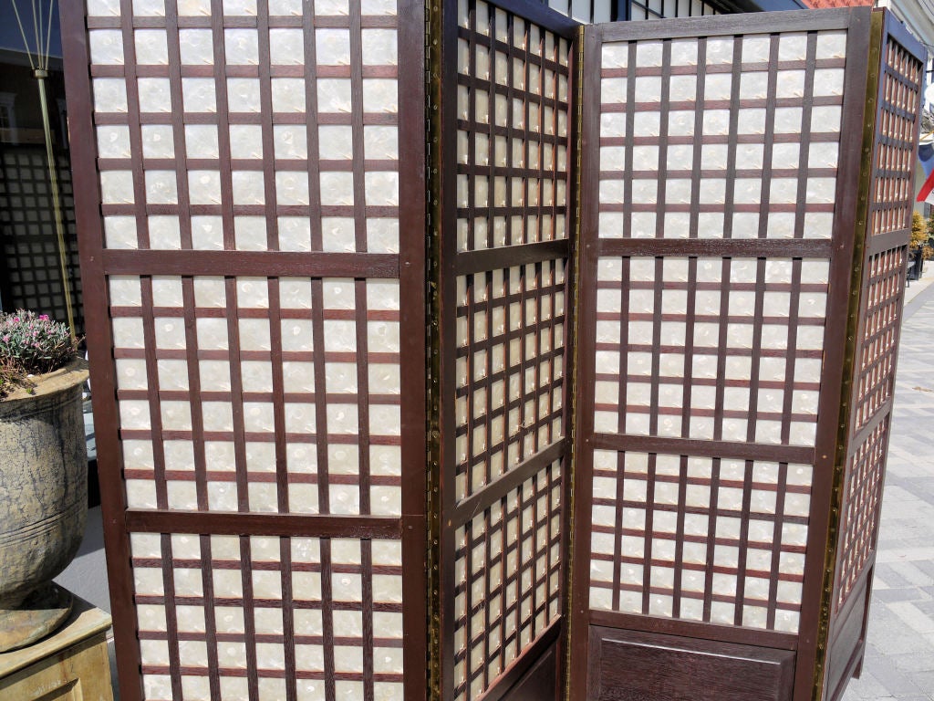 Philippine Vintage Teak and Capiz Shell Screen