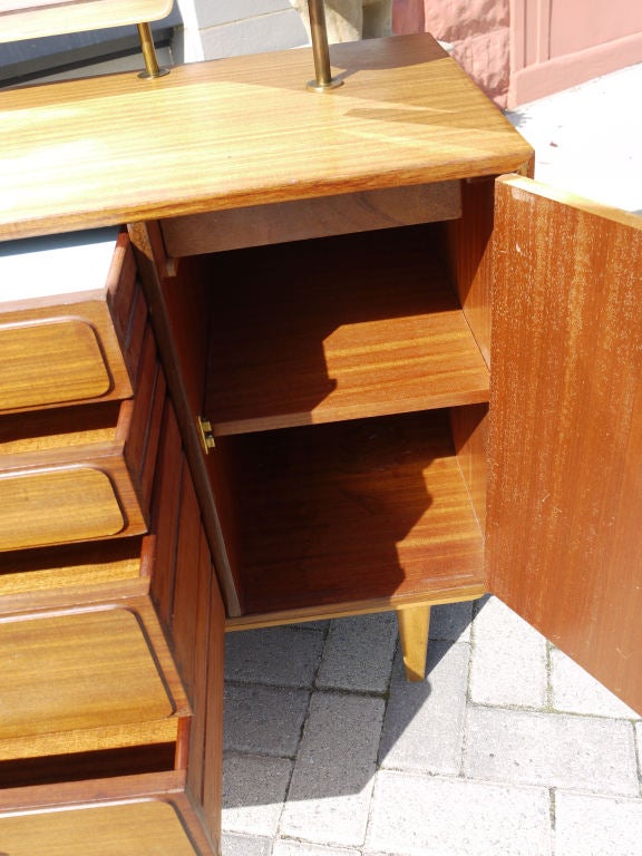 Mid-20th Century Lebetkin BrothersTeak Vanity with Expressive Mirrors