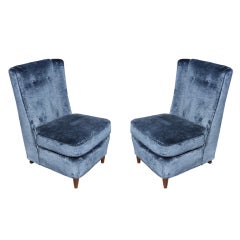 Pair of Paul Laszlo High Back Slipper Chairs 11