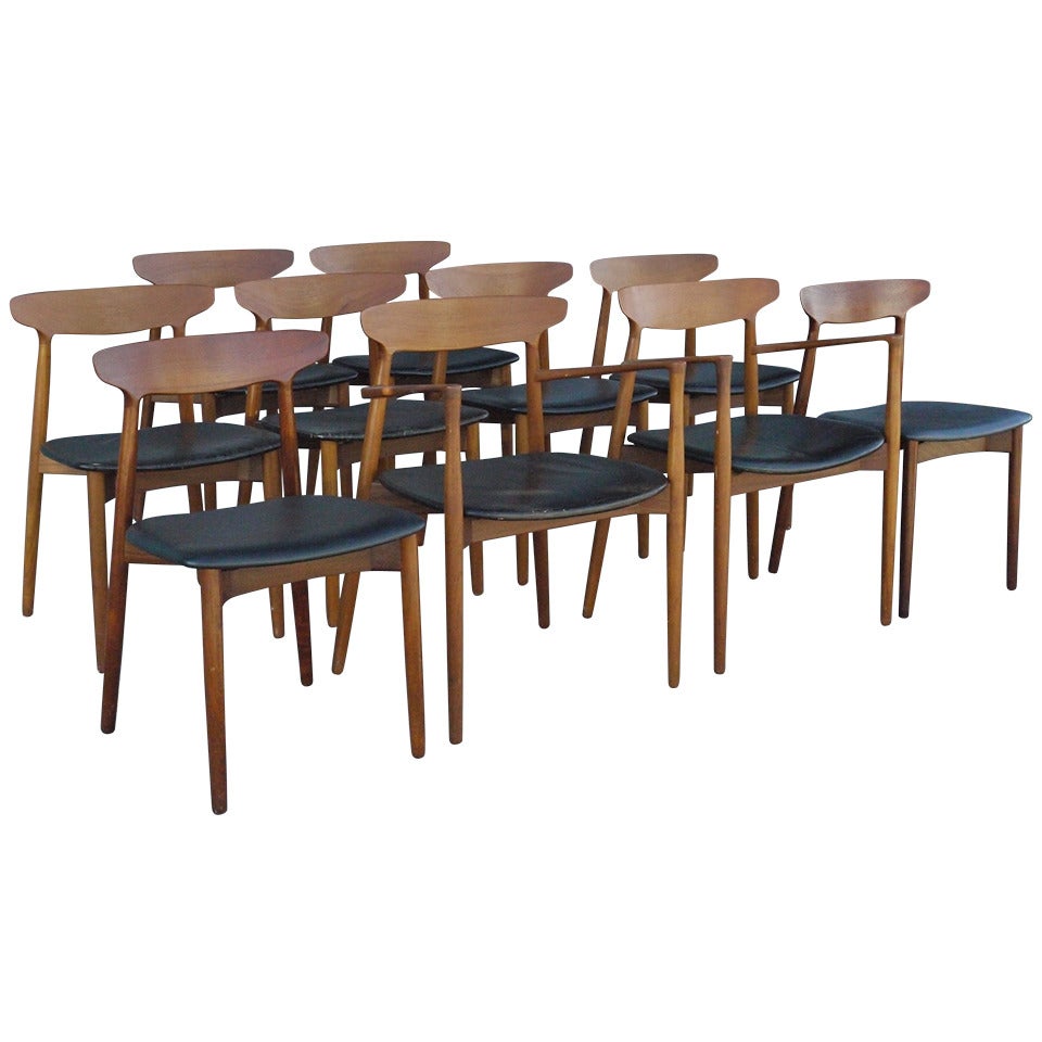 10 Teak Dining Chairs by Harry Ostergaard for Randers Møbelfabrik