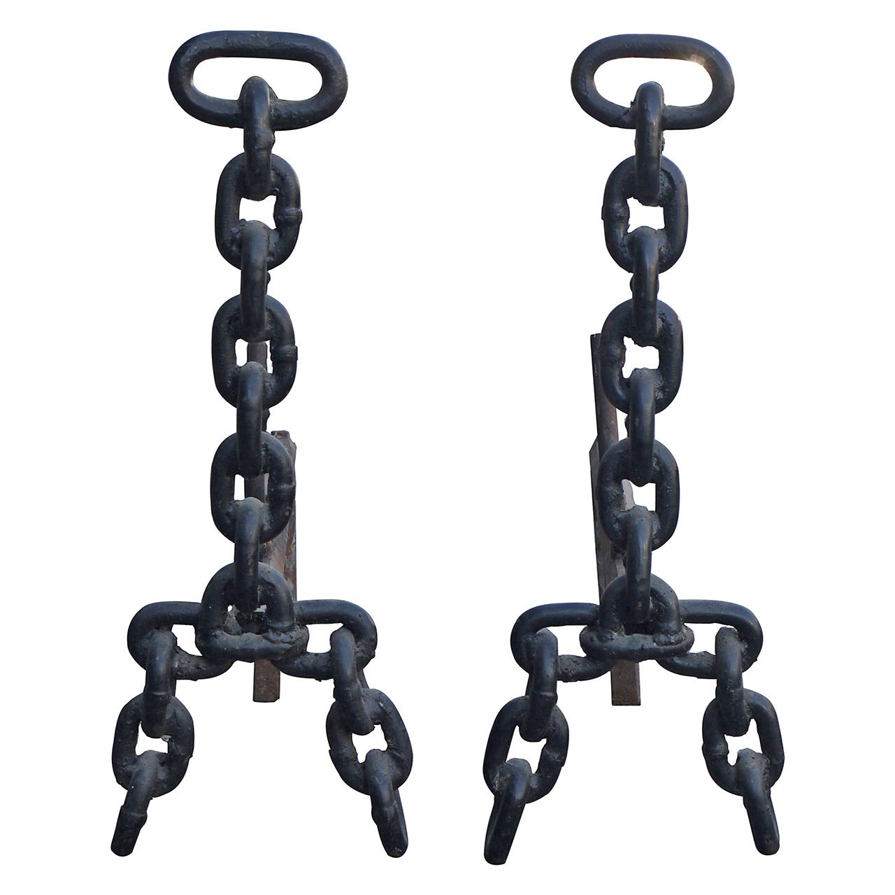 Stylish Folk Art Chain Andirons
