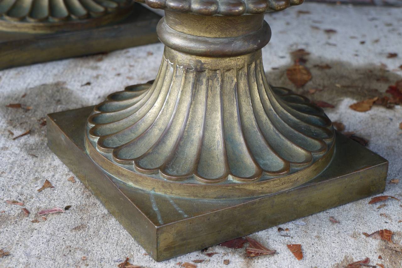 Gilt Pair of 19th Century Bronze Campana Urns After the Medici and Borghese Models For Sale