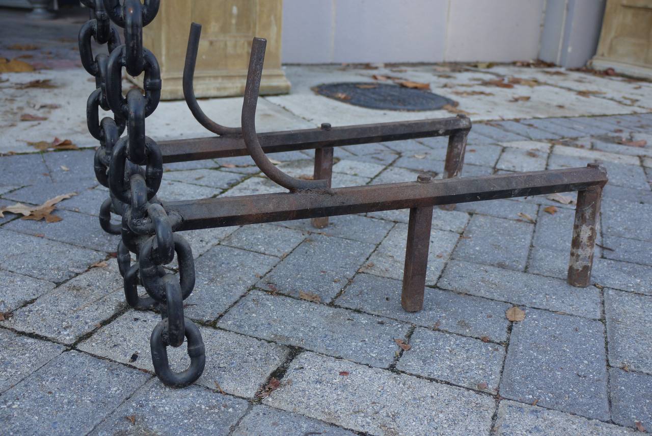 Welded Stylish Folk Art Chain Andirons