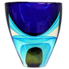 Large Sommerso Murano Glass Vase by Cenedese