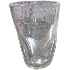 Grand vase optique en verre de Murano de Romano Dona