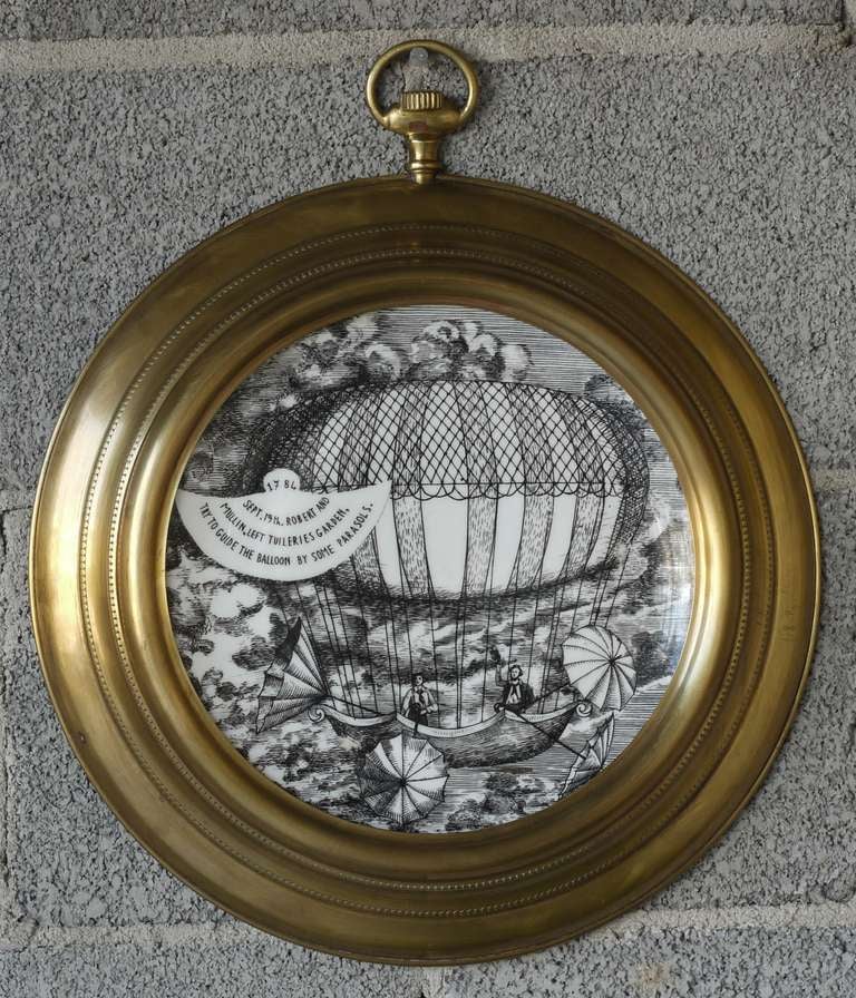 American Early Pair of Mounted Plates in Pocketwatch Frames by Fornasetti